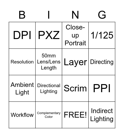 Final Review - #2 Bingo Card