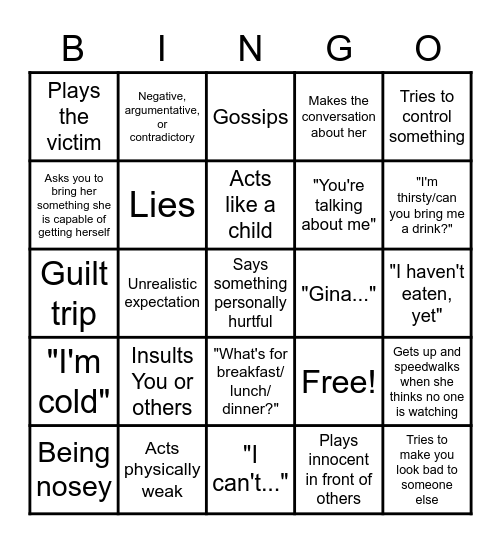 Ruth Bingo Card