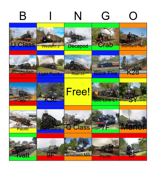 Steamin' In 2016 Bingo Card