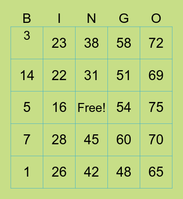 Anna Sorrento Bingo Card