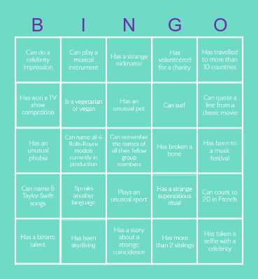 Intern Networking Day Onboarding Bingo Card