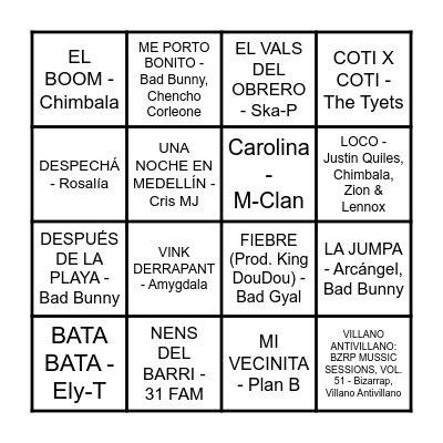 BINGO MUSICAL Bingo Card