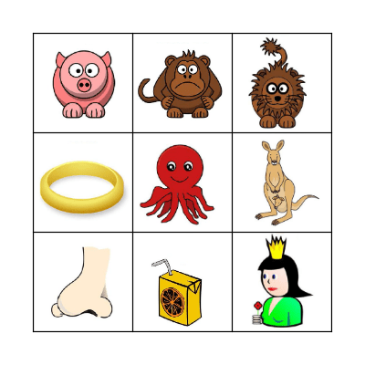 PHONICS J-R Bingo Card