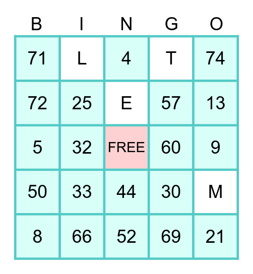 NAM BINGO BONANZA Bingo Card