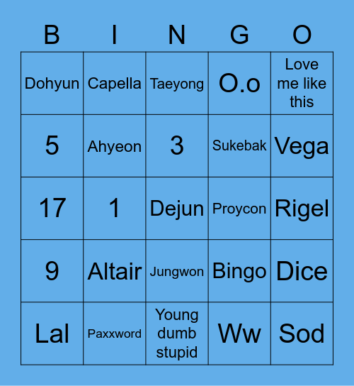 05GUNWOOKxML Bingo Card