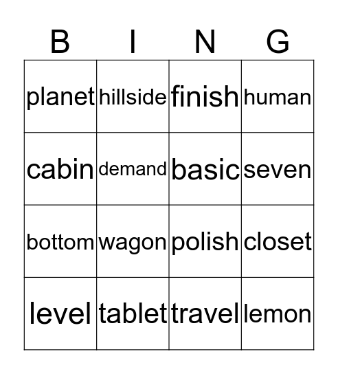 Week 7 Bingo Card