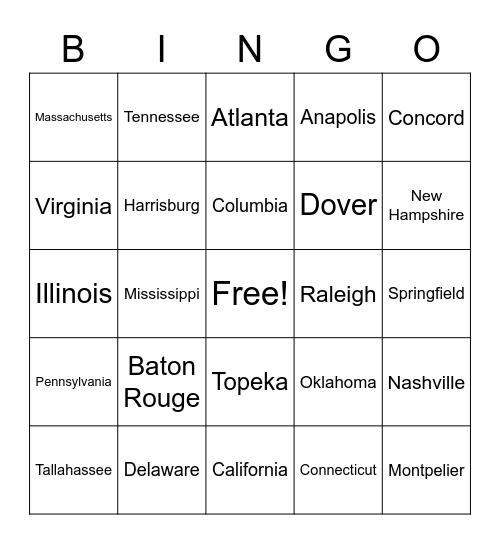 7th Grade Geography #8 Bingo Card