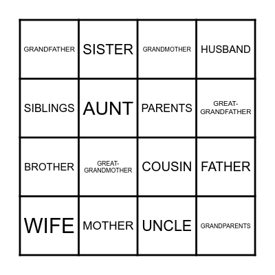 FAMILY BINGO Card
