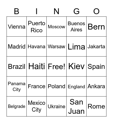 8th Geography #8 Bingo Card