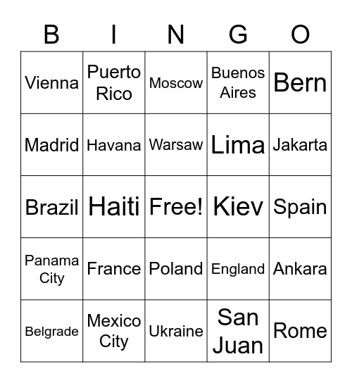 8th Geography #8 Bingo Card