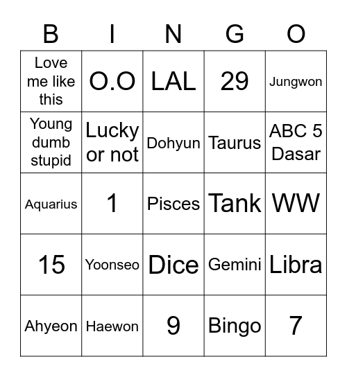 Untitled Bingo Card