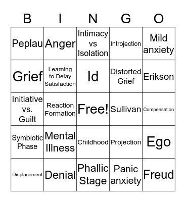 Mental Health BINGO Card