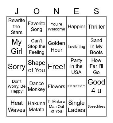 Ms. Jones's Music Bingo Card