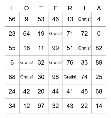 LOTERIA Bingo Card