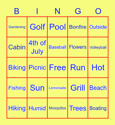 SRC Summer BINGO Card