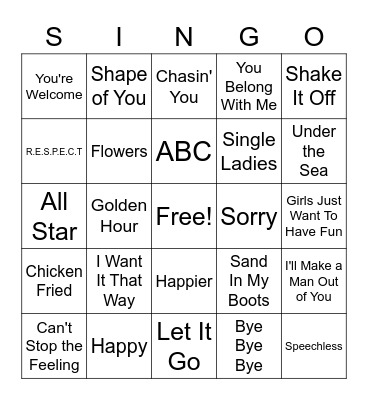 Music Bingo Card