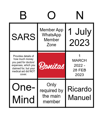 BON BINGO -  TAX EDITION Bingo Card