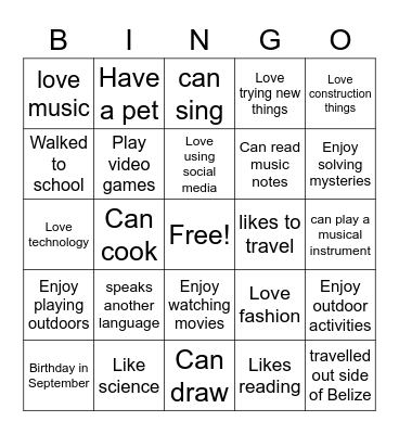 We have a lot in common at Itz'at Bingo Card