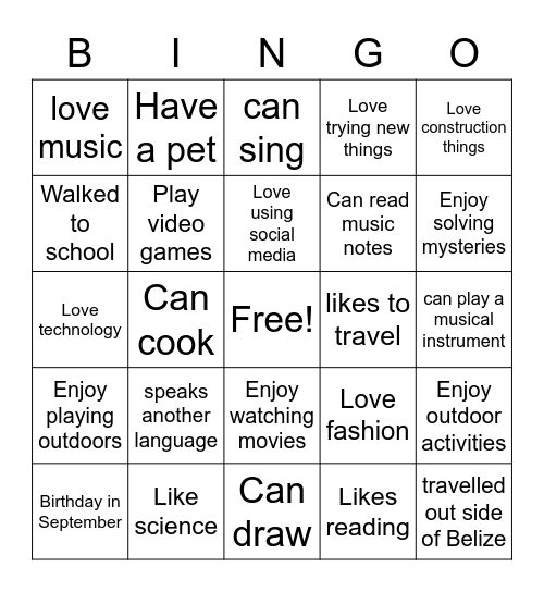We have a lot in common at Itz'at Bingo Card