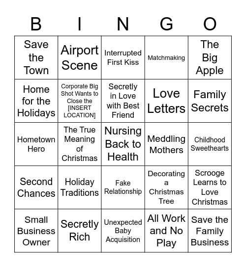 F1 Hallmark Fest! 4x4 Bingo Card