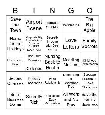 F1 Hallmark Fest! 5x5 Bingo Card
