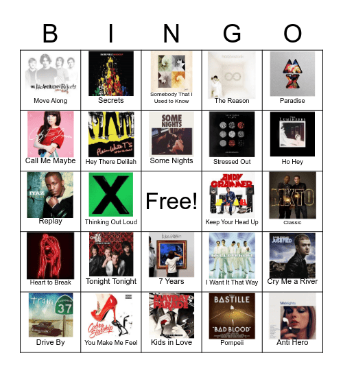 MC Music Bingo 7 Bingo Card