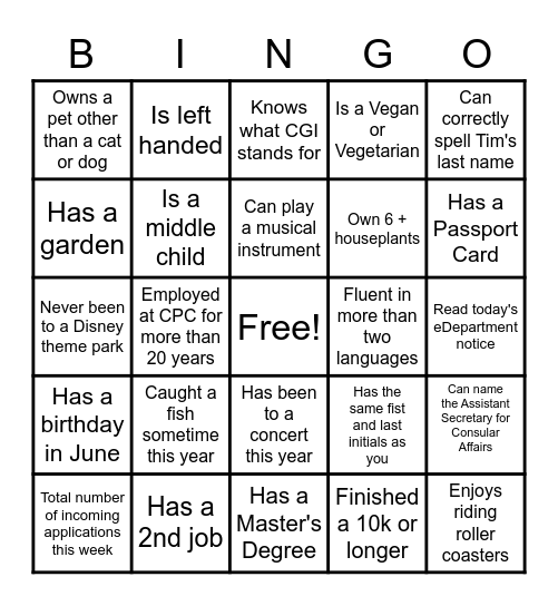 CPC BINGO Card