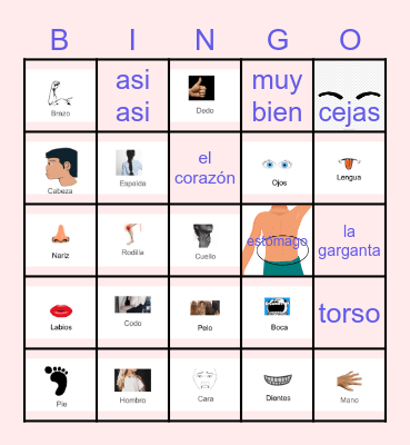 El Cuerpo Bingo Card