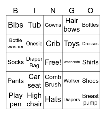 BABY BINGO! Bingo Card