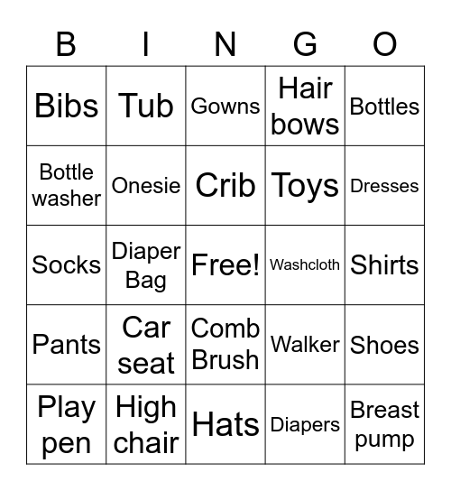 BABY BINGO! Bingo Card