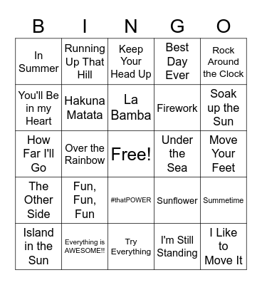 Summer Bingo Card