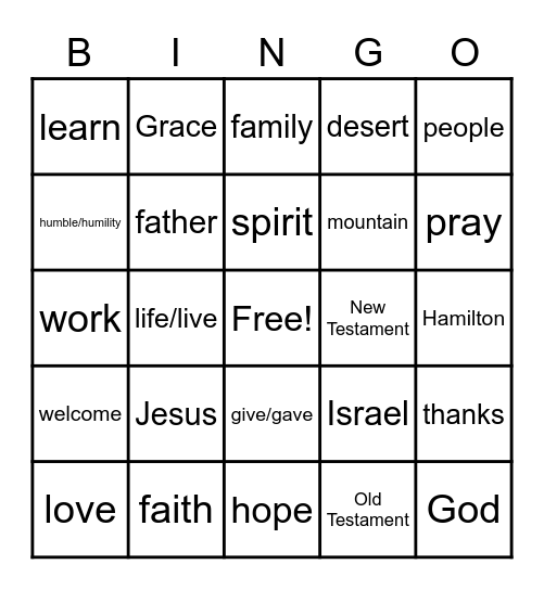 Sermon Bingo Card