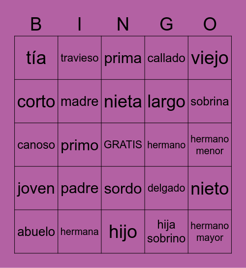 En casa con la familia Bingo Card