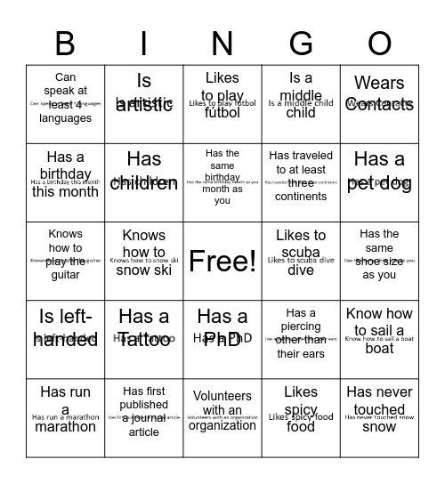 Rx One Health Field Institute Human Bingo Card