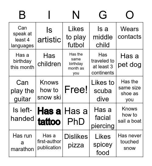 Rx One Health Field Institute Human Bingo Card