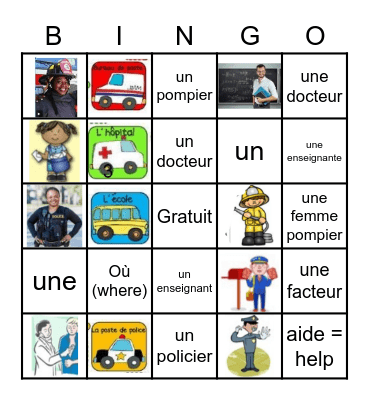 Les Aides Communautaires Bingo Card