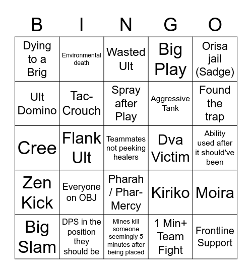 Emongg Overwatch bingo Card