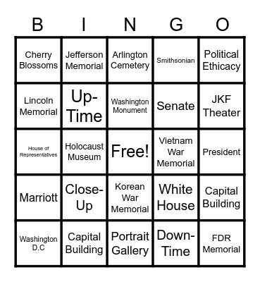Close-Up Bingo Card