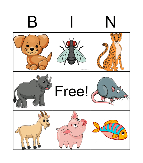 Animals and Insects Bingo Card