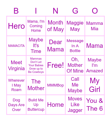 Mother, May I? Bingo Card