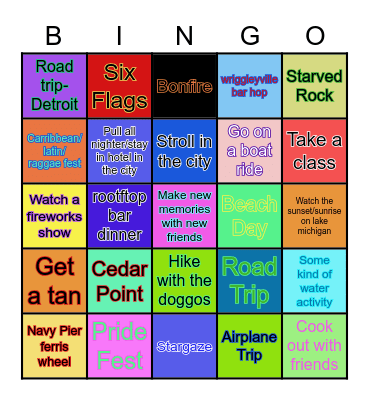 SUMMER BUCKETLIST Bingo Card