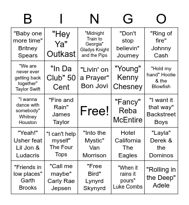 AgCarolina Music Bingo Card