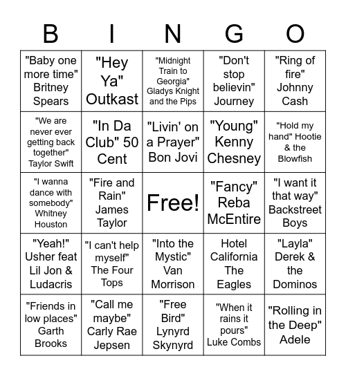 AgCarolina Music Bingo Card