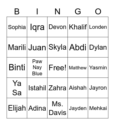 Birthday Bingo Card