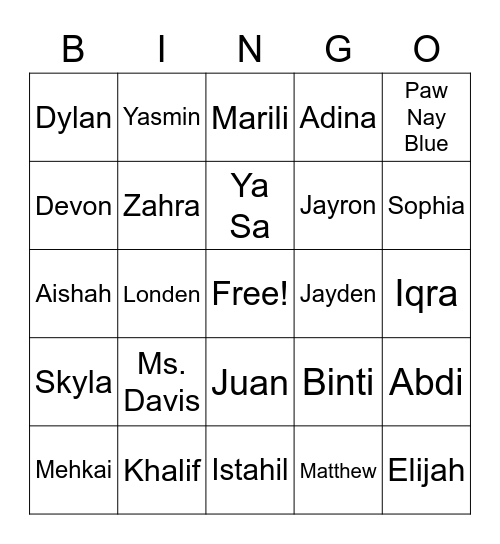 Birthday Bingo Card