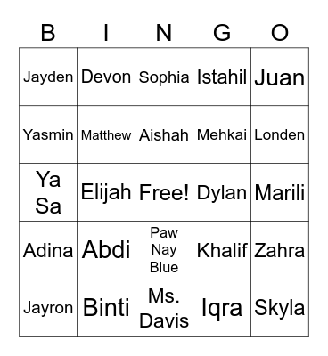 Birthday Bingo Card