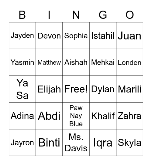 Birthday Bingo Card