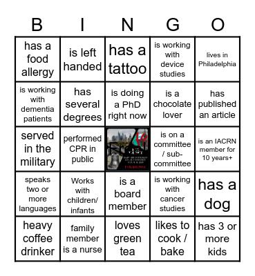 IACRN 2023 Icebreaker BINGO Card