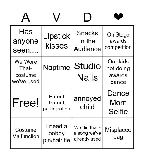 Comp Bingo Card