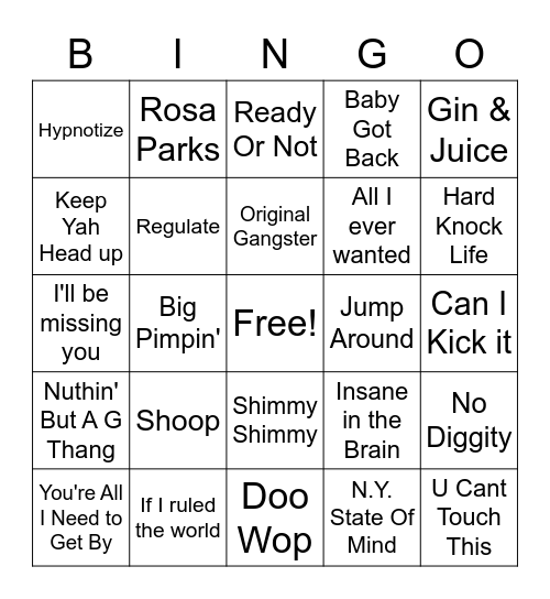 Music Bingo Card